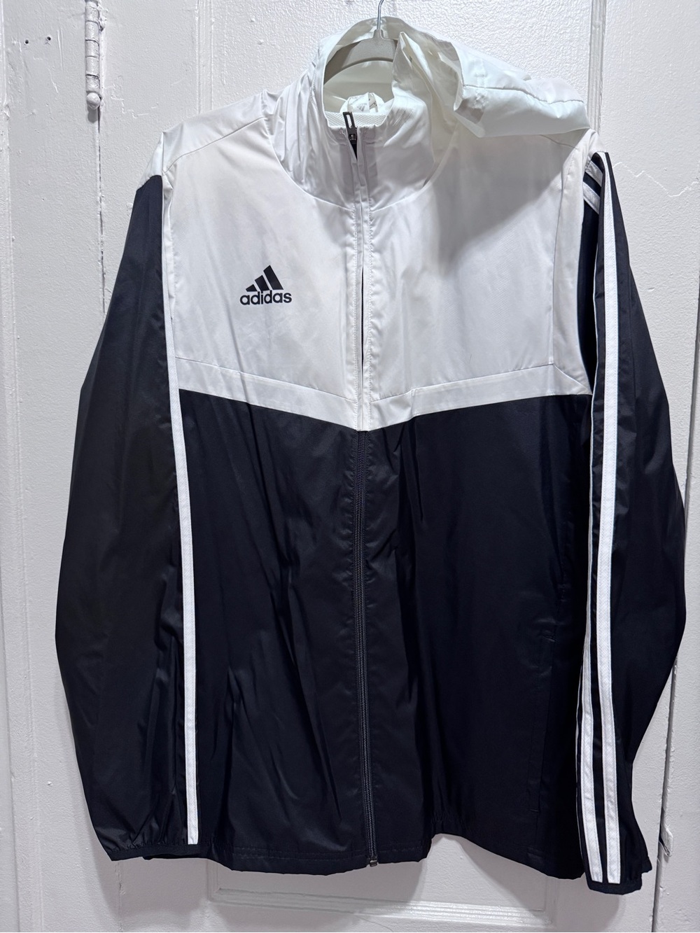 adidas Black and White Colorblock Windbreaker Jacket